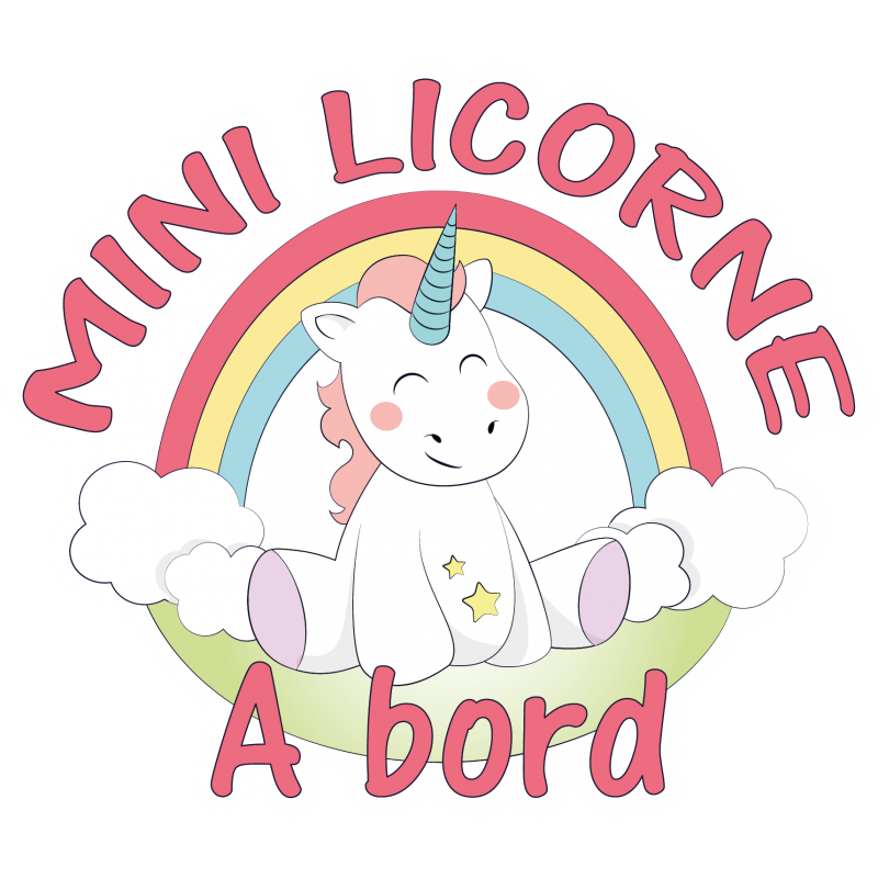Stickers Bébé à bord mini licorne