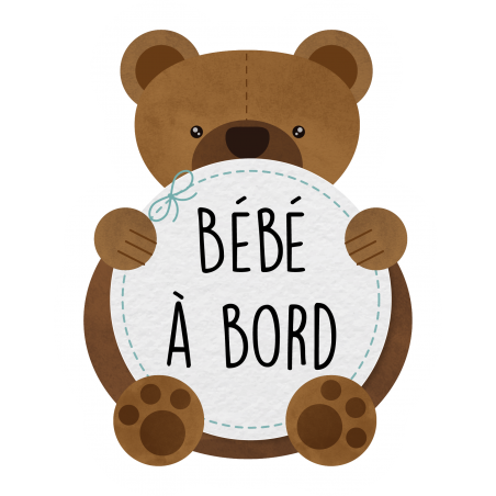 Stickers Bébé à bord ourson