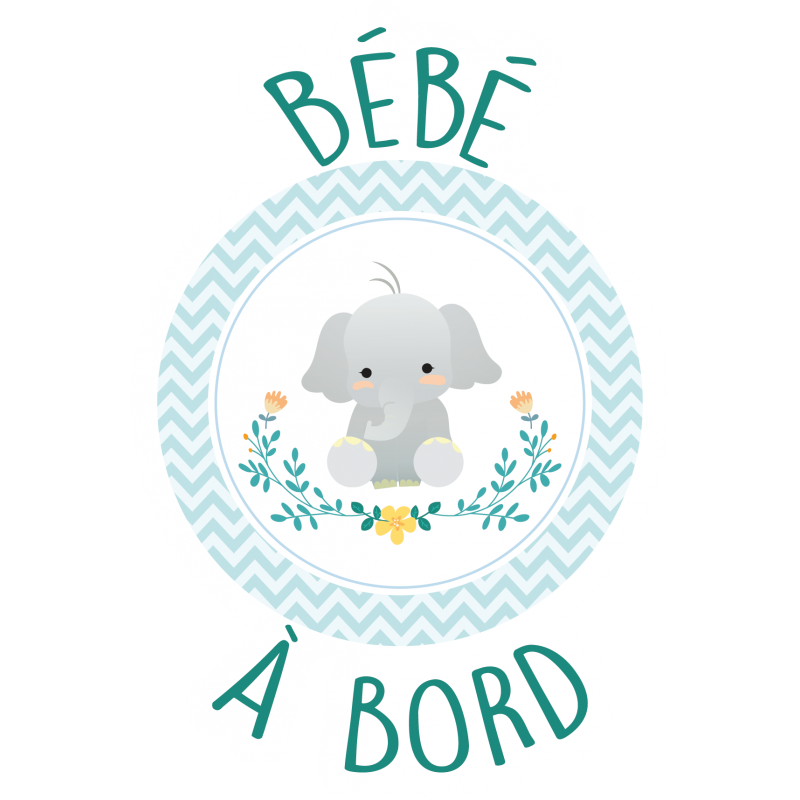 Stickers Bébé à bord éléphanteau