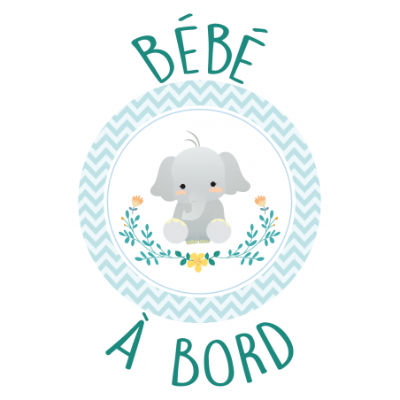 Stickers Bébé à bord éléphanteau