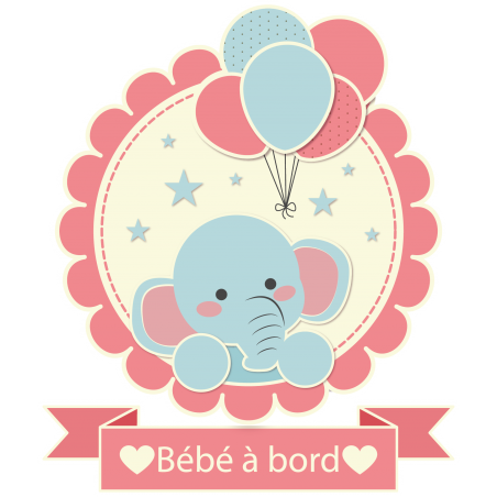 Stickers Bébé à bord petit éléphant