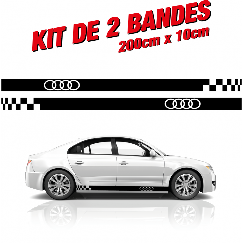 Stickers Audi : kit bandes latérales de taille moyenne